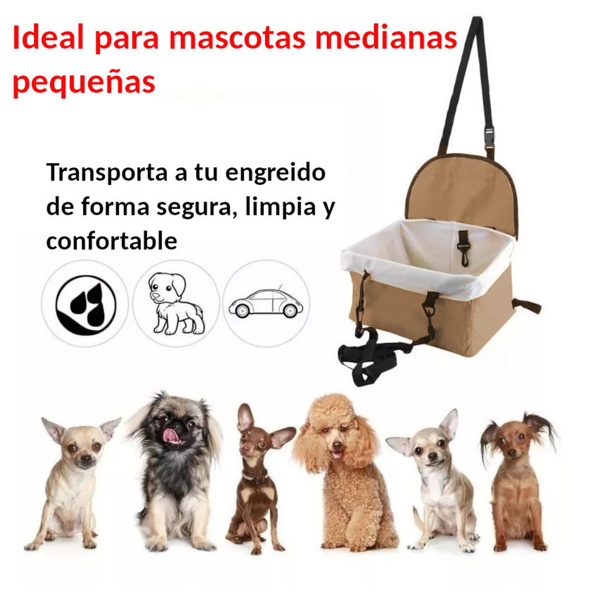 GENERICO - Asiento bolsa transporte auto plegable mascotas perros gato