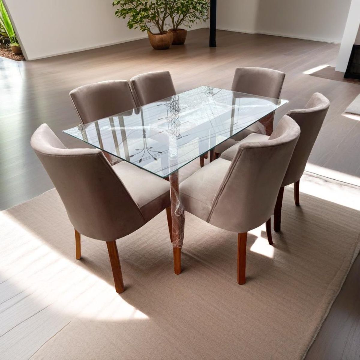 GENERICO - Comedor Cilindrico Style 6 sillas - Color Camel