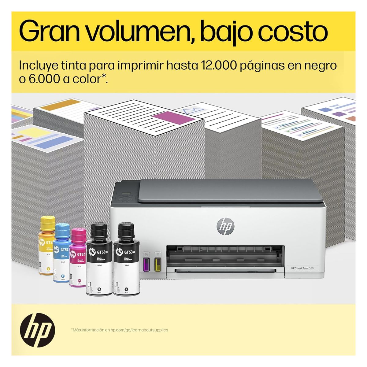 HP - Impresora Todo-en-Uno HP Smart Tank 580 Multifuncional Inalambrico