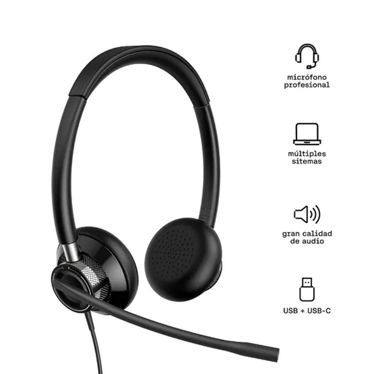 KUZLER - Audífono Con Micrófono Profesional Kuzler Haggan-101 Color Negro