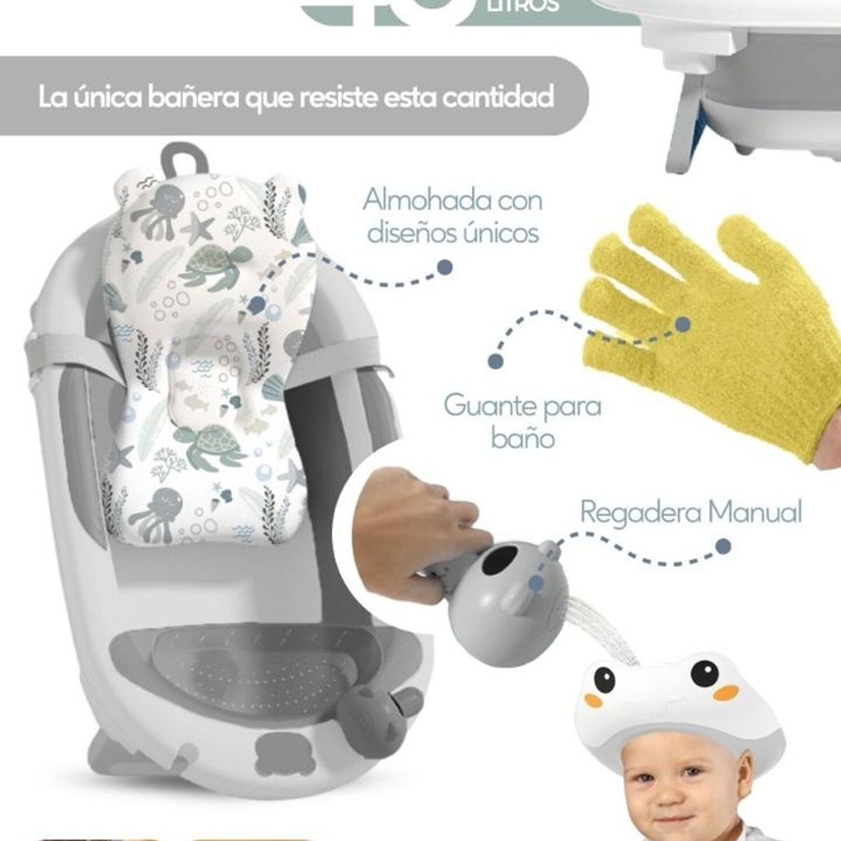 CAM - BAÑERA  AQUABU GRIS 48 LITROS