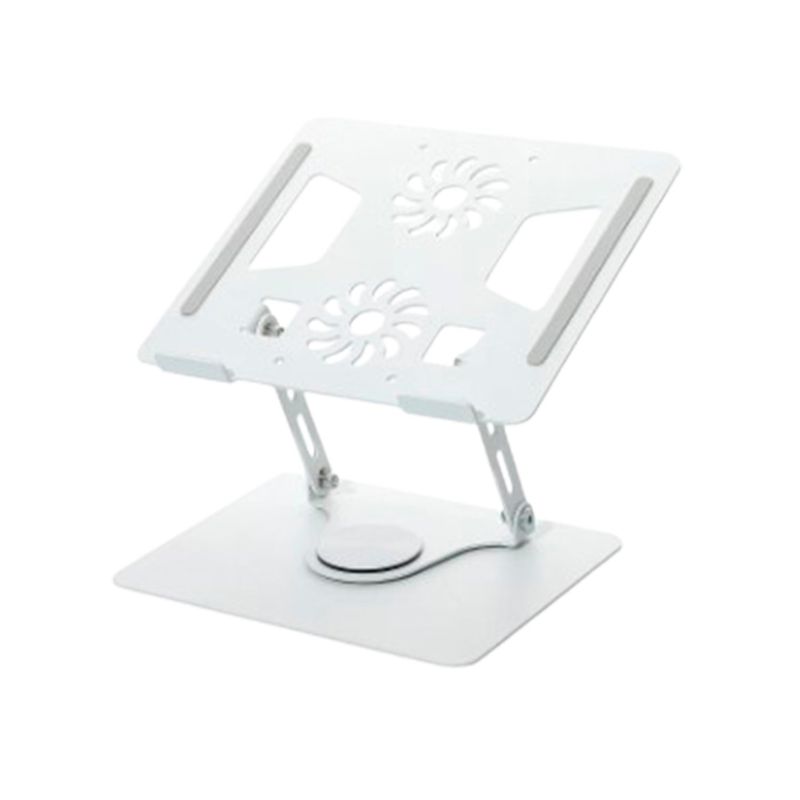 S&T - Soporte de Metal para laptop 11-17” Gira 360° Ventiladores Dobles HL906F-S Blanco