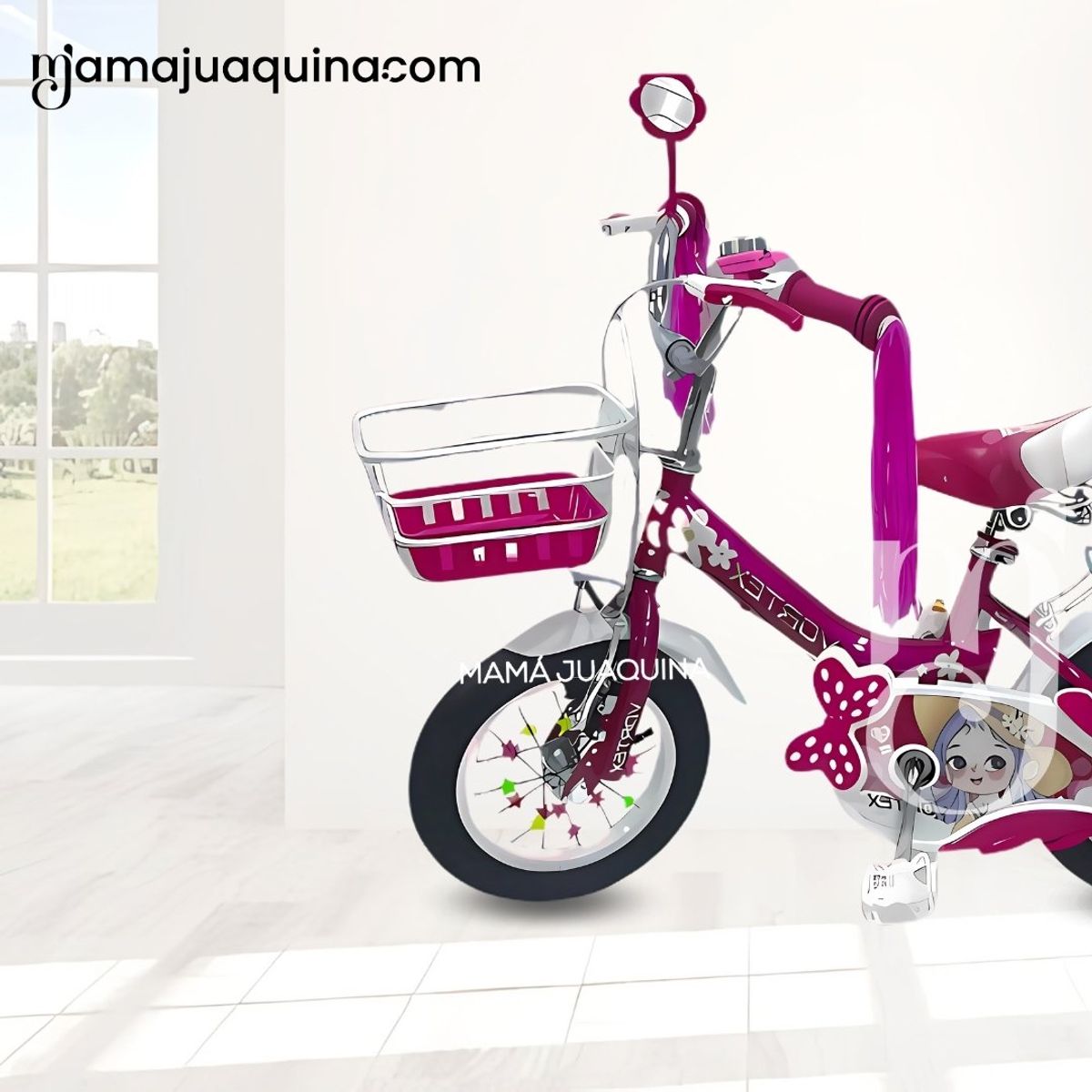 VELOX - Bicicleta Campera con Canasta Aro 12 «CANDY III» Fucsia