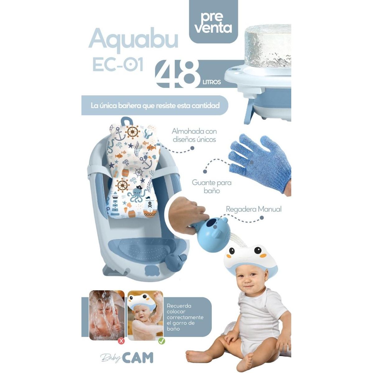 CAM - BAÑERA  AQUABU AZUL 48 LITROS