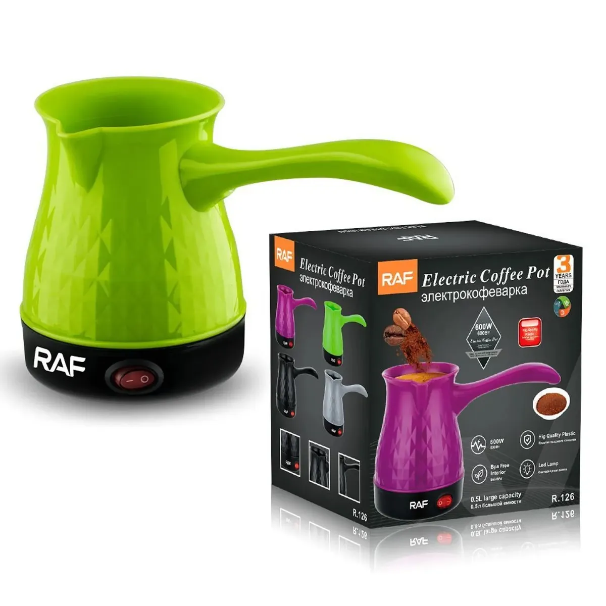 RAFF - Cafetera Turca Lechera Eléctrica 600W 500ML Color Aleatorio