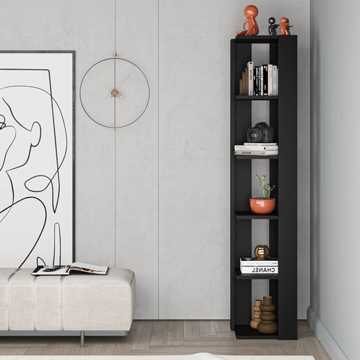 GENERICO - Librero Esquinero Multifuncional Cohe Negro 161m