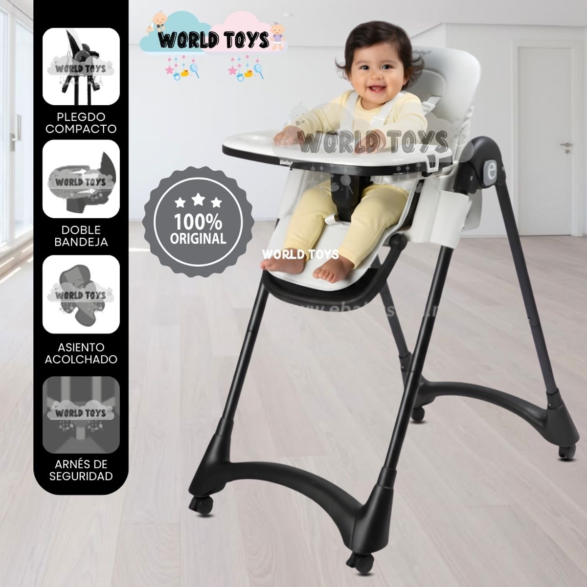 BABY - Silla de Comer Plegable «ALAI» White