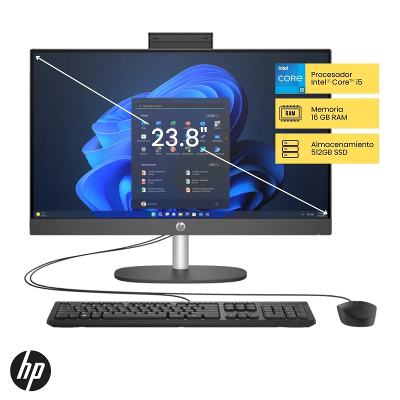 HP - All In One HP ProOne 240 G10 Core i5 13th 16GB, SSD 512GB, 23.8", FreeDos