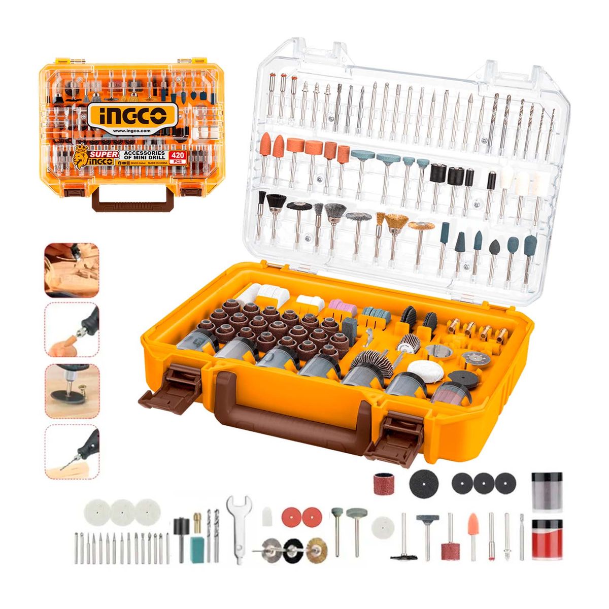 INGCO TOOLS - SET ACCESORIOS 420 PCS MINI GRINDER INGCO AKMG4208 MULTIHERRAMIENTA