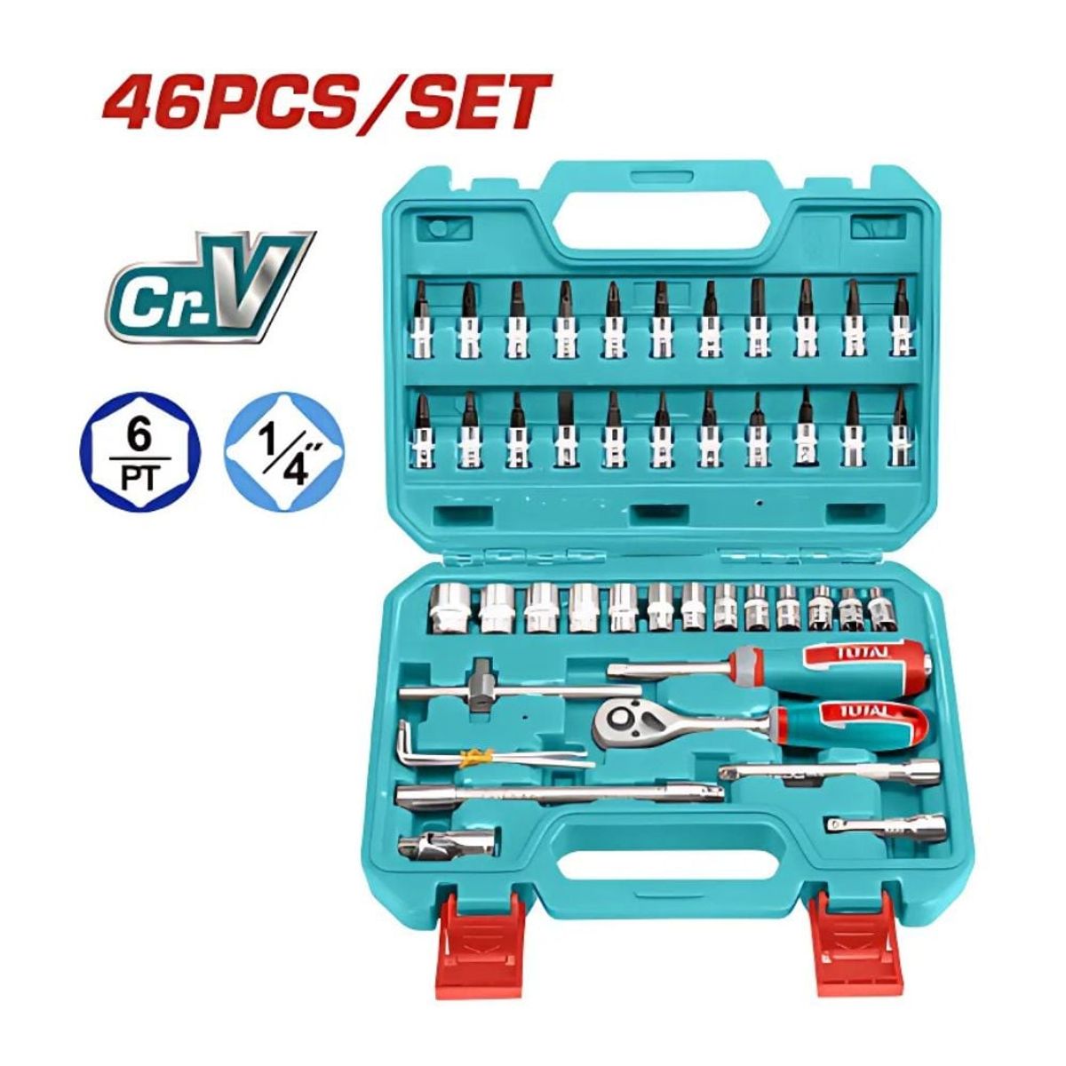 TOTAL TOOLS - SET HERRAMIENTAS MIXTAS TOTAL THT141462 46 PIEZAS ¼'