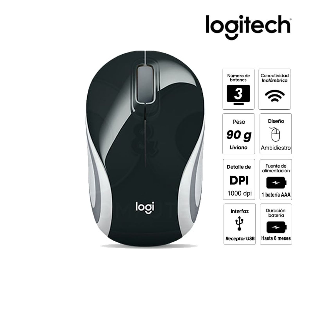 LOGITECH - Mouse Logitech M187 Mini Wireless Refresh Black