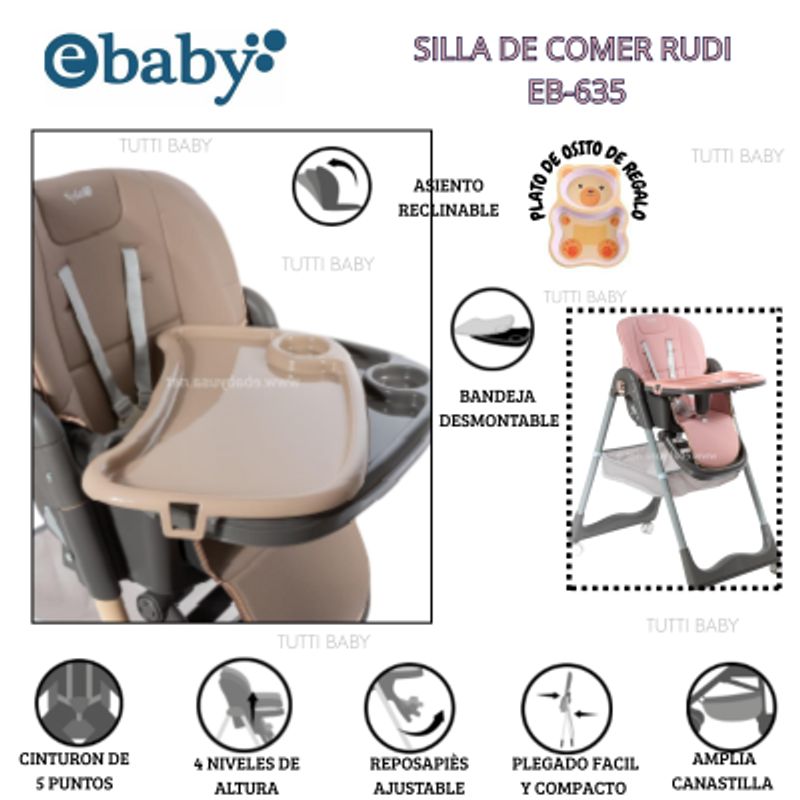 EBABY - SILLA DE COMER GRADUABLE RUDI - BEIGE