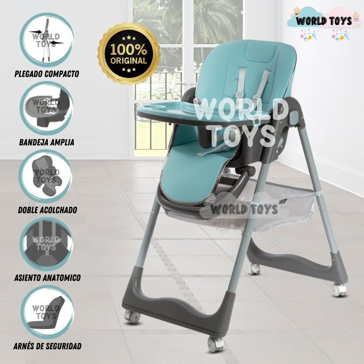 BABY - Silla de Comer Plegable «ALAI» Blue