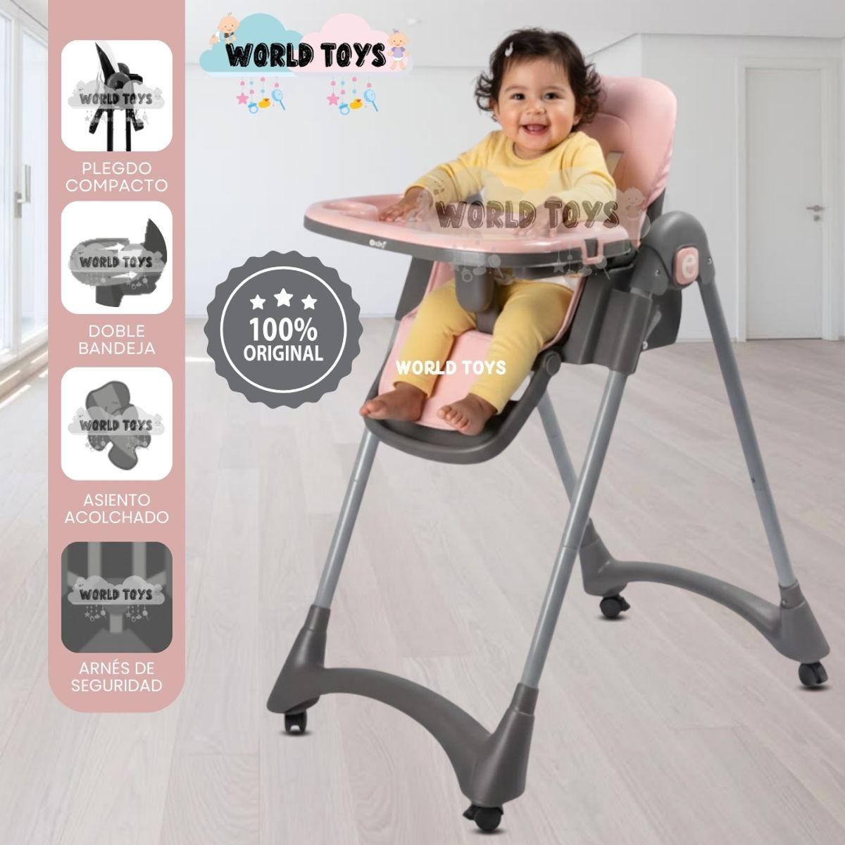 Baby - Silla de Comer Plegable «ALAI» Pink
