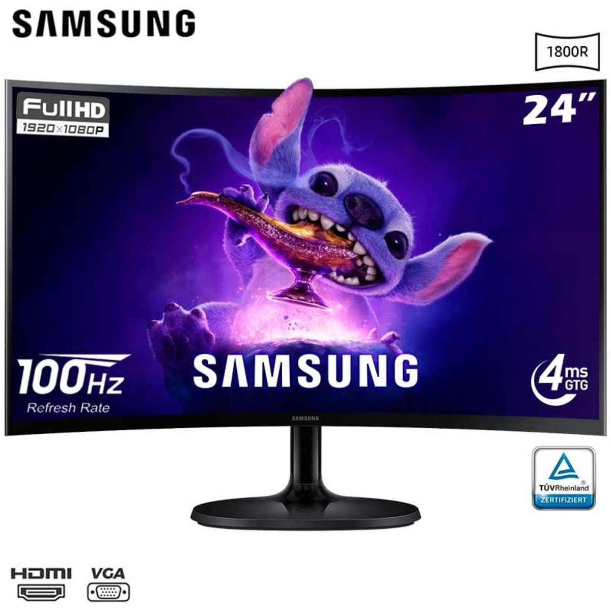 SAMSUNG - Monitor Curvo Samsung LS24D360GALXPE 24 FHD VA 4ms 100Hz HDMI VGA