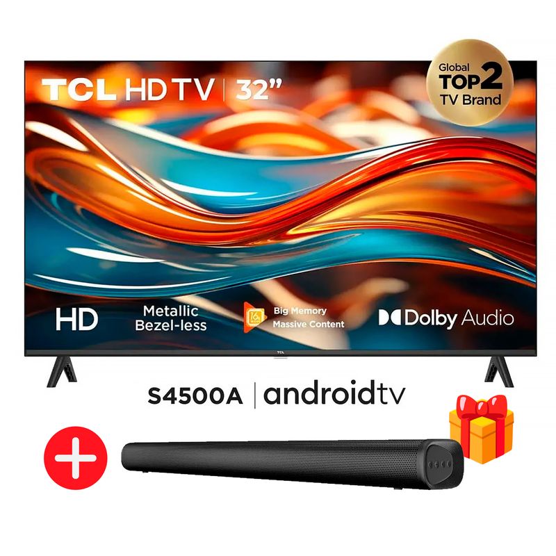 TCL - Televisor TCL 32 Pulg. LED Smart Android Tv HD 32S4500A + SOUNDAR NEX Bluetooth 2.0 32"