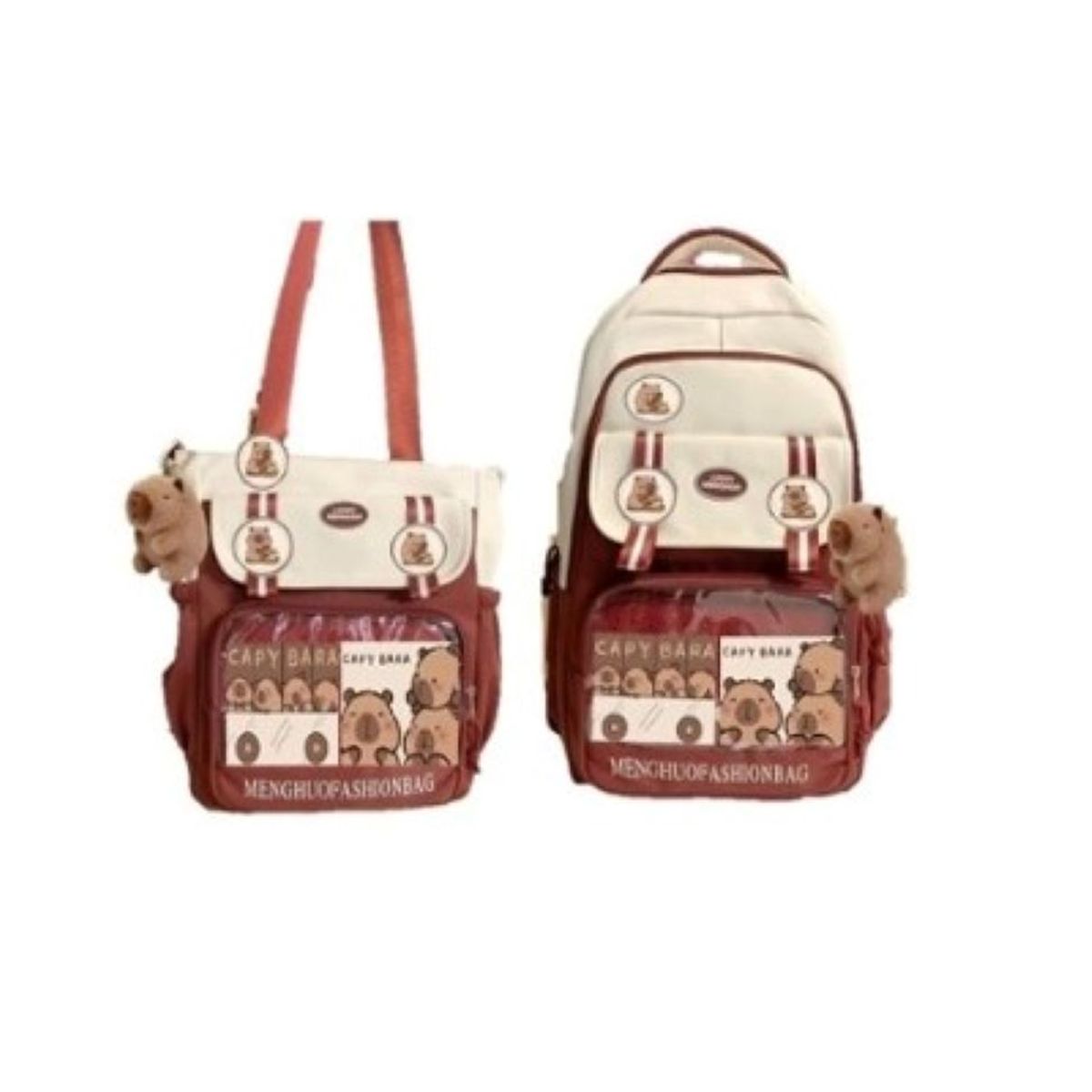 GENERICO - MOCHILA 2 EN 1 CAPYBARA  GUINDA