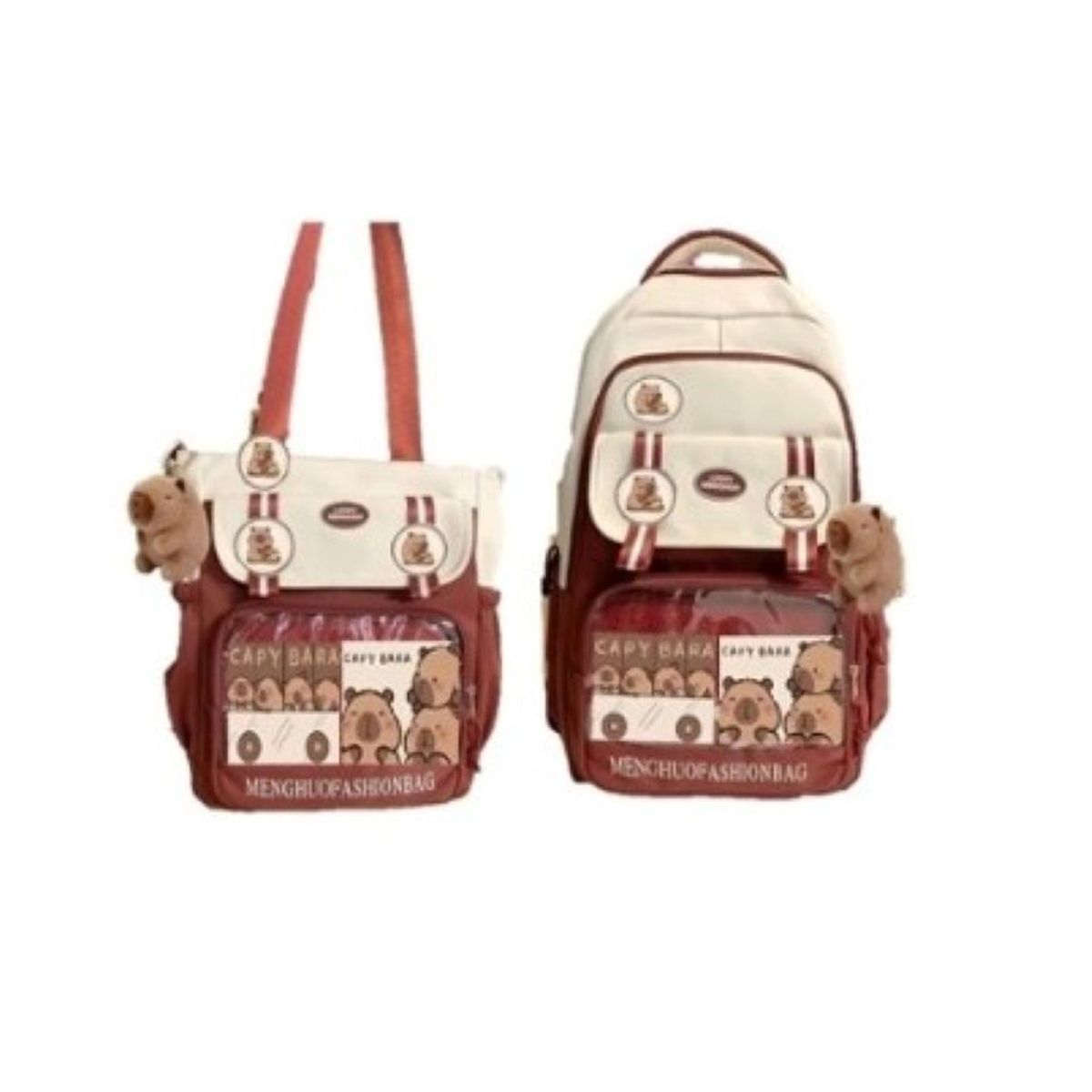 GENERICO - MOCHILA 2 EN 1 CAPYBARA  GUINDA