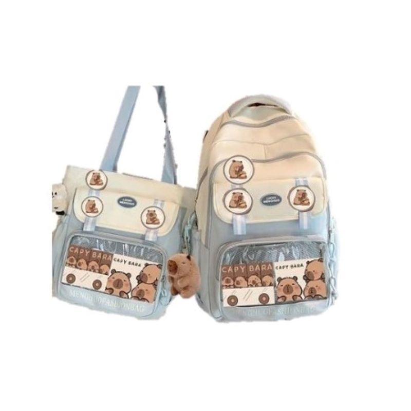 GENERICO - MOCHILA 2 EN 1 CAPYBARA  CELESTE
