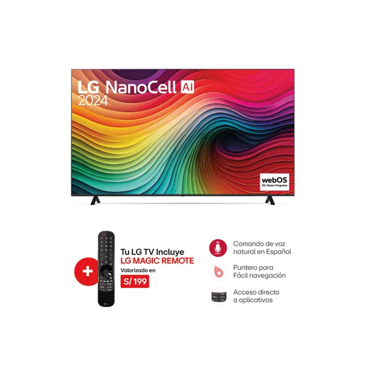 LG - Televisor 75 LG Nanocell 4k Thinq Ai 75NANO80TSA