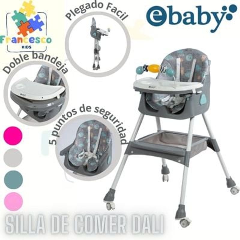 EBABY - SILLA DE COMER  LULU GRIS-631-1 CON PLATITO DE REGALO