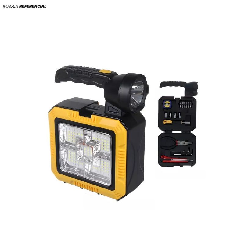 GENERICO - Linterna LED Multifuncional con Panel Solar + Kit de Herramientas
