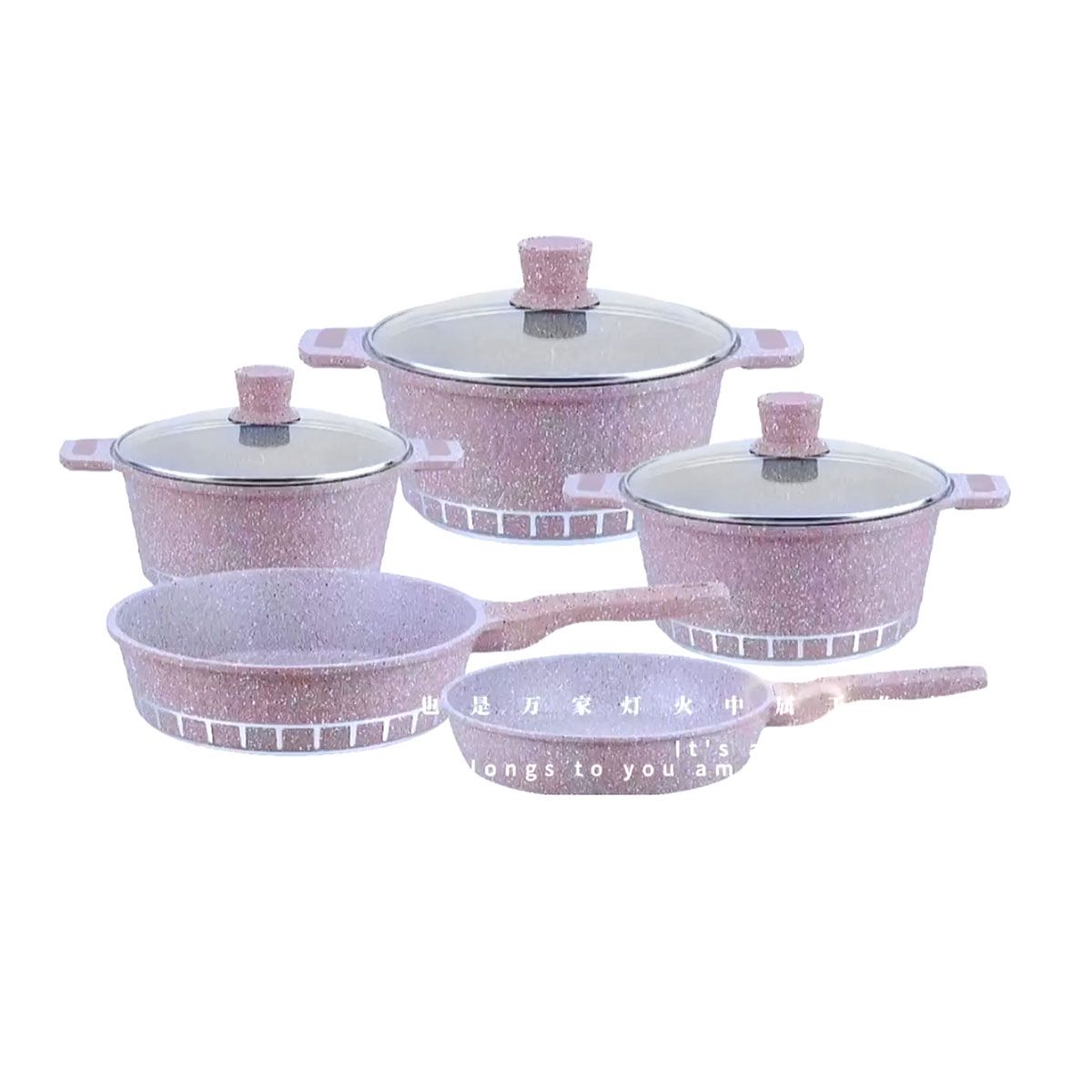 GENERICO - Set De 8 Piezas Ollas y Sartenes De Granito Keep Granite Antiadherente