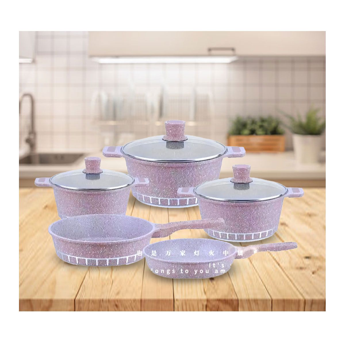 GENERICO - Set De 8 Piezas Ollas y Sartenes De Granito Keep Granite Antiadherente