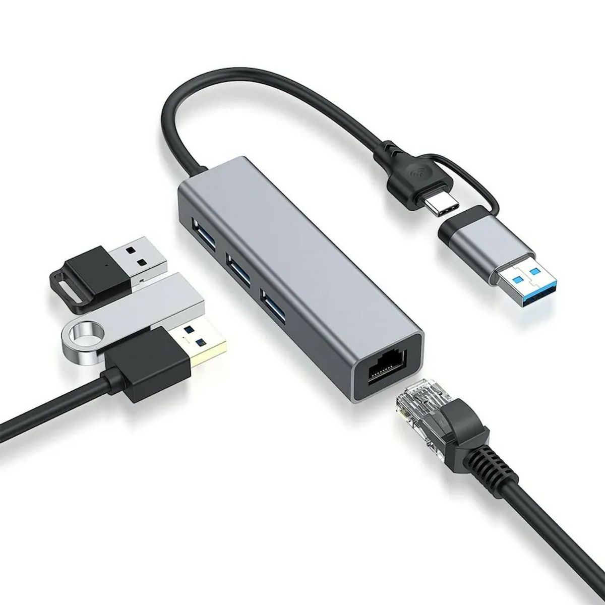OEM - Adaptador Red Tipo C / Usb 3.0 A -  Gigabit 100/1000 Hub 3.1