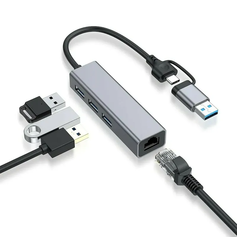 OEM - Adaptador Red Tipo C / Usb 3.0 A -  Gigabit 100/1000 Hub 3.1