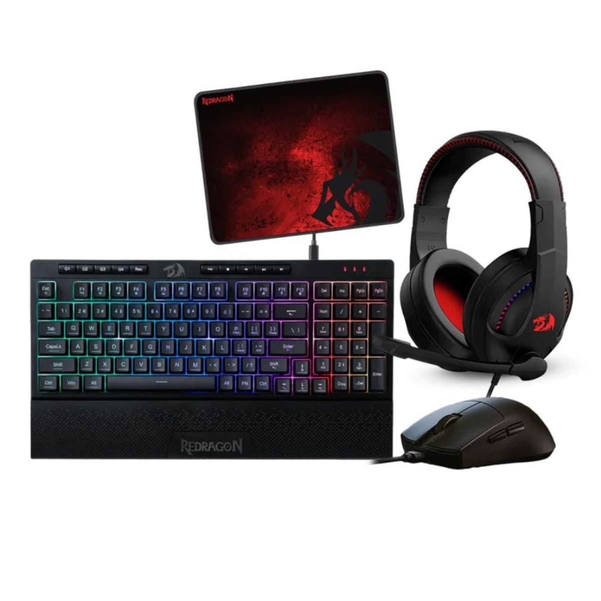 REDRAGON - Redragon - Kit 4 e 1 S147 (Teclado + Mouse + Audífono + Mousepad)