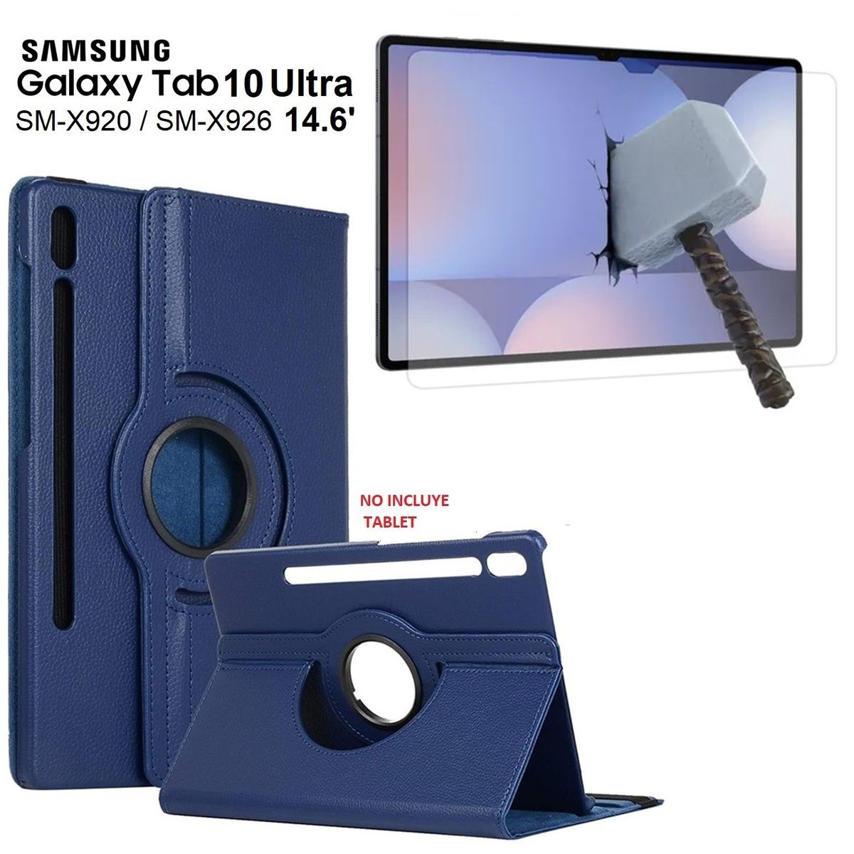 GENERICO - Funda Giratoria + Mica para Samsung Tab S10 Ultra 14.6 SM-X920 X926