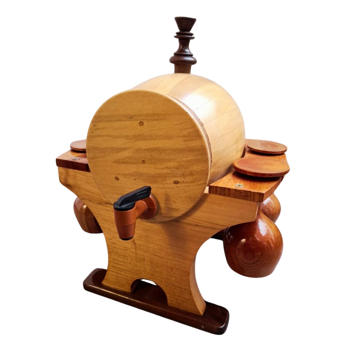 INSPIRA MARKET - Barril de madera Bar Vinos con 4 copas Madera 1.5 lt Elegante