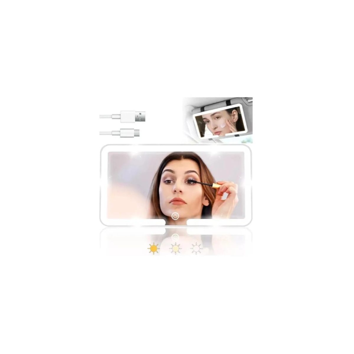 GENERICO - ESPEJO PARA VISERA DE AUTO LED 3 MODO DE LUZ-PANTALLA TACTIL