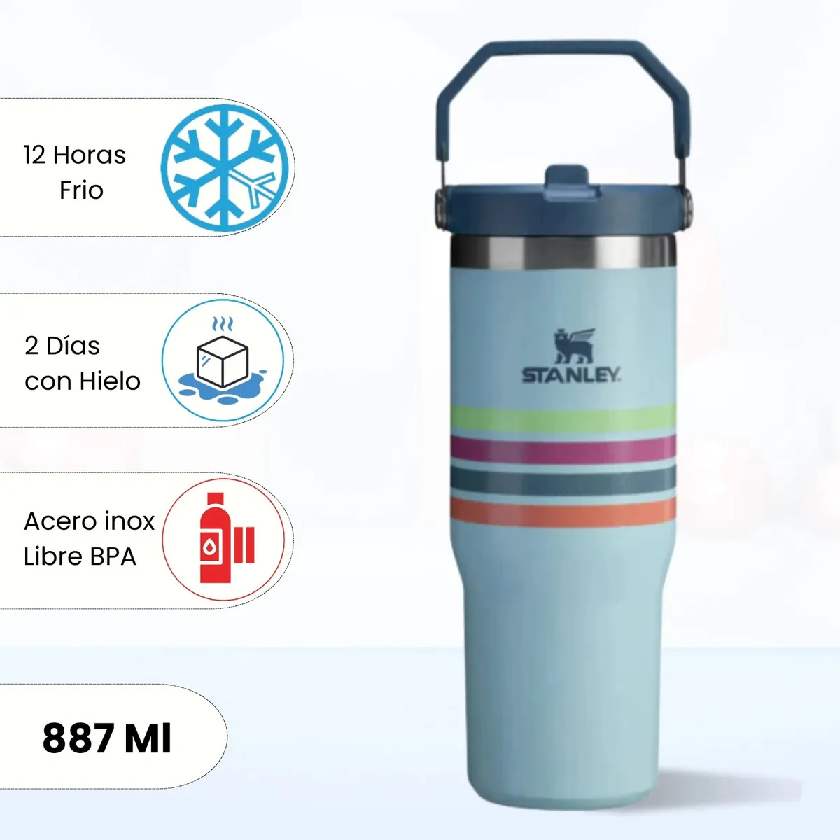 STANLEY - Flip Straw Tumbler Seafoam Stripe Mesh Stanley 887ml