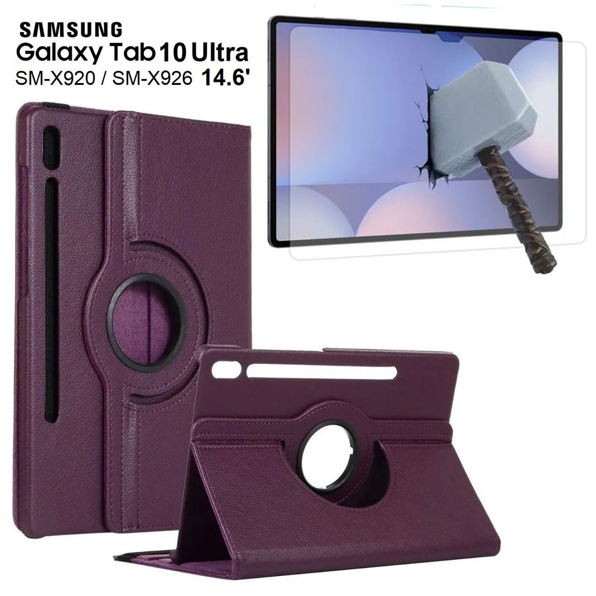 GENERICO - Funda Giratoria + Mica para Samsung Tab S10 Ultra 14.6 SM-X920 X926