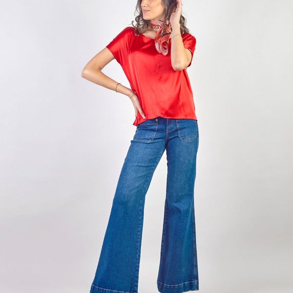 MICHELLE BELAU - ADRIENNE - PANTALÓN DENIM ACAMPANADO