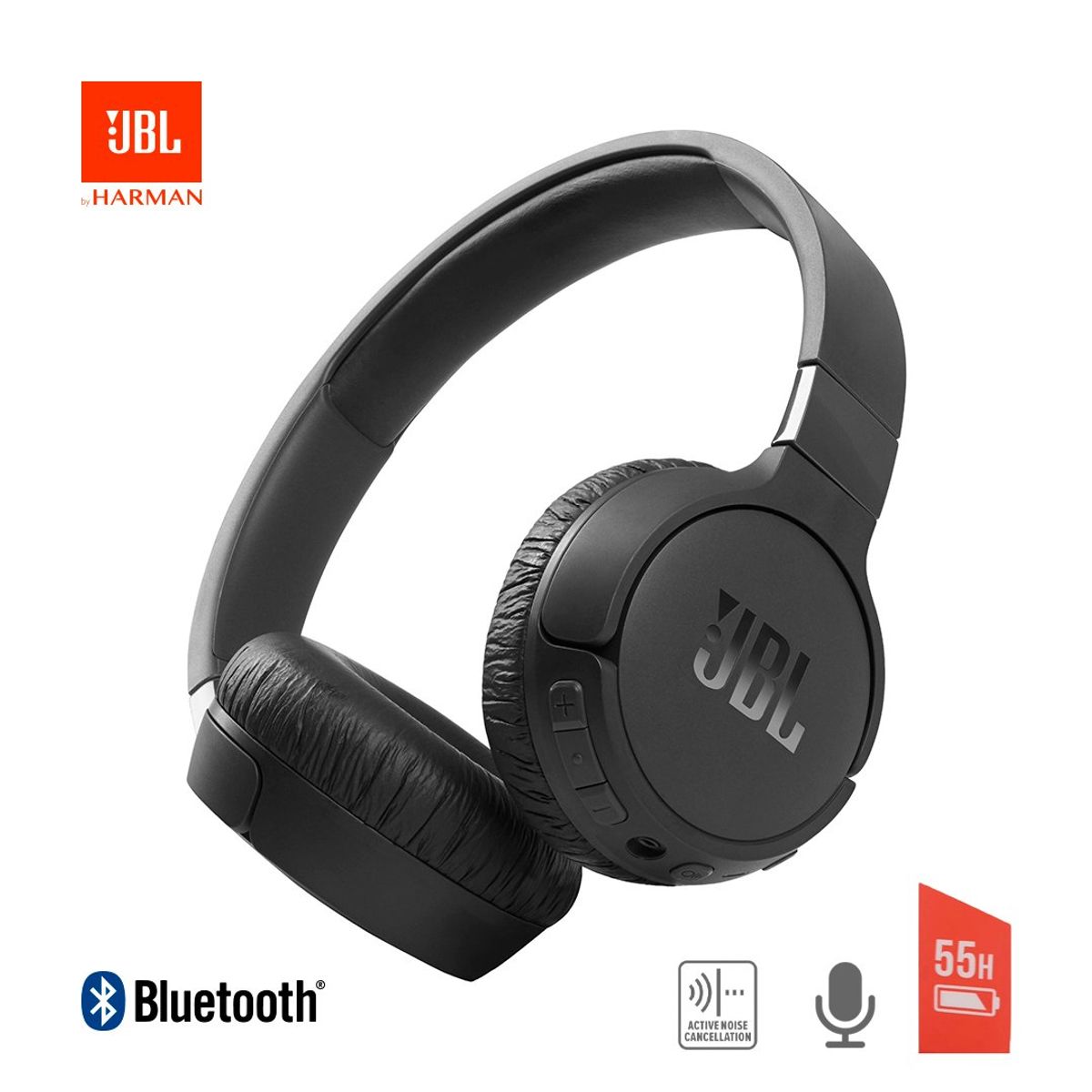 JBL - Audífonos Tune660NC Bluetooth On-Ear Cancelacion-Ruido 55Hrs Negro