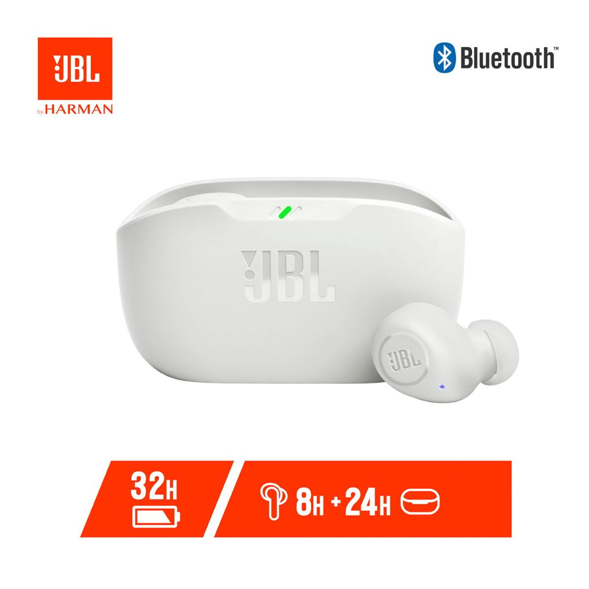 JBL - Audífonos in-ear Wave Buds Perfect Fit Bluetooth 32Hrs Ip54 Blanco