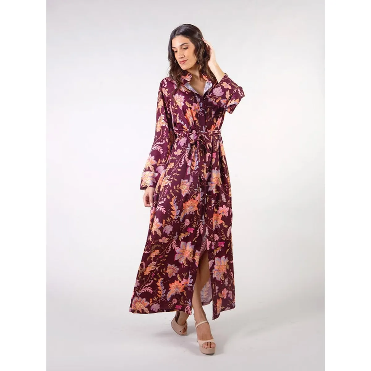 MICHELLE BELAU - AURORA - VESTIDO LARGO CUELLO NERU