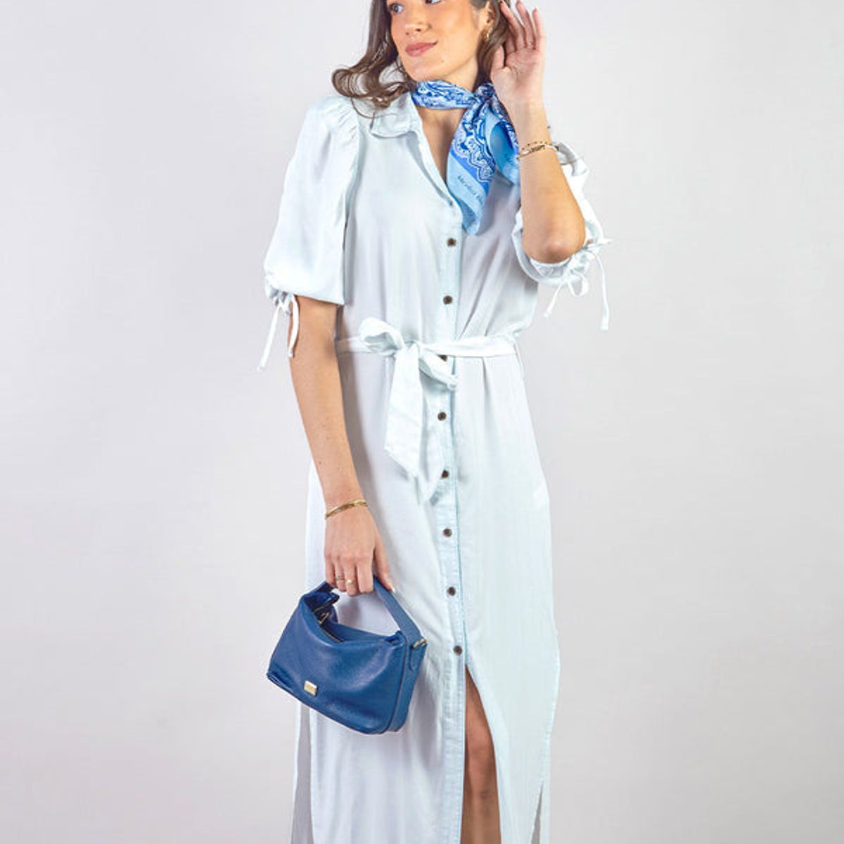 MICHELLE BELAU - THESSA - VESTIDO CAMISERO LARGO CON MANGAS AL CODO