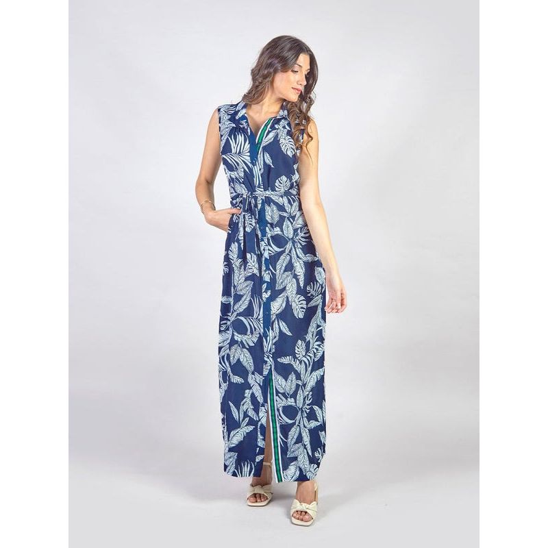 MICHELLE BELAU - ORIANA - VESTIDO LARGO CAMISERO SIN MANGAS