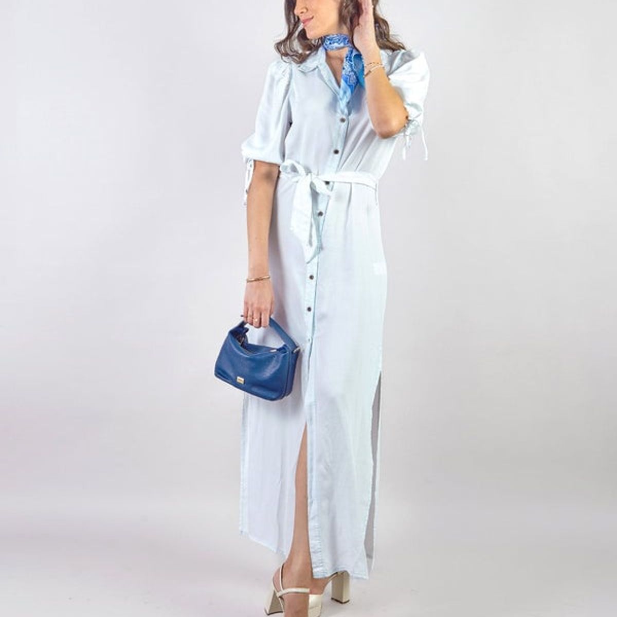 MICHELLE BELAU - THESSA - VESTIDO CAMISERO LARGO CON MANGAS AL CODO