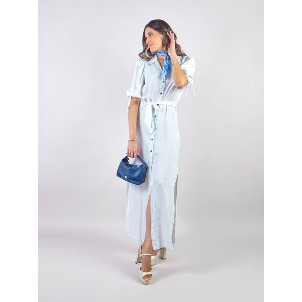 MICHELLE BELAU - THESSA - VESTIDO CAMISERO LARGO CON MANGAS AL CODO