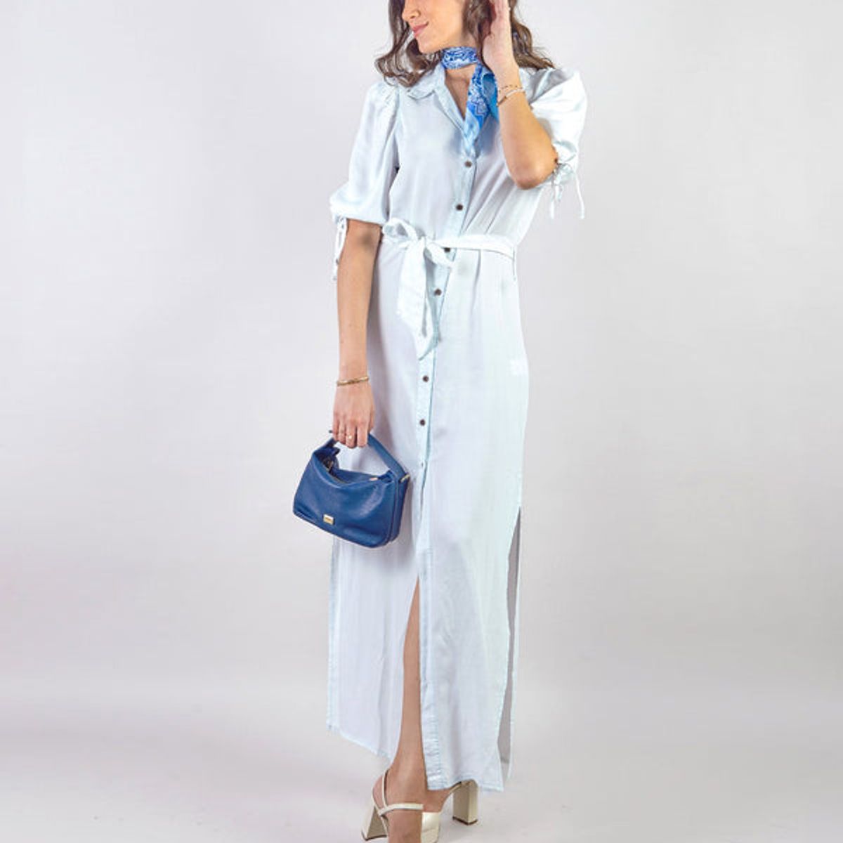 MICHELLE BELAU - THESSA - VESTIDO CAMISERO LARGO CON MANGAS AL CODO