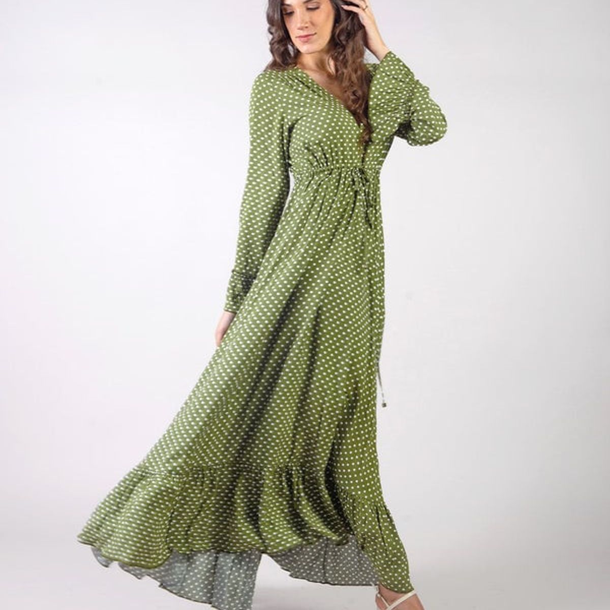 MICHELLE BELAU - PRISCILLA - VESTIDO MANGA LARGA CON ESCOTE EN V