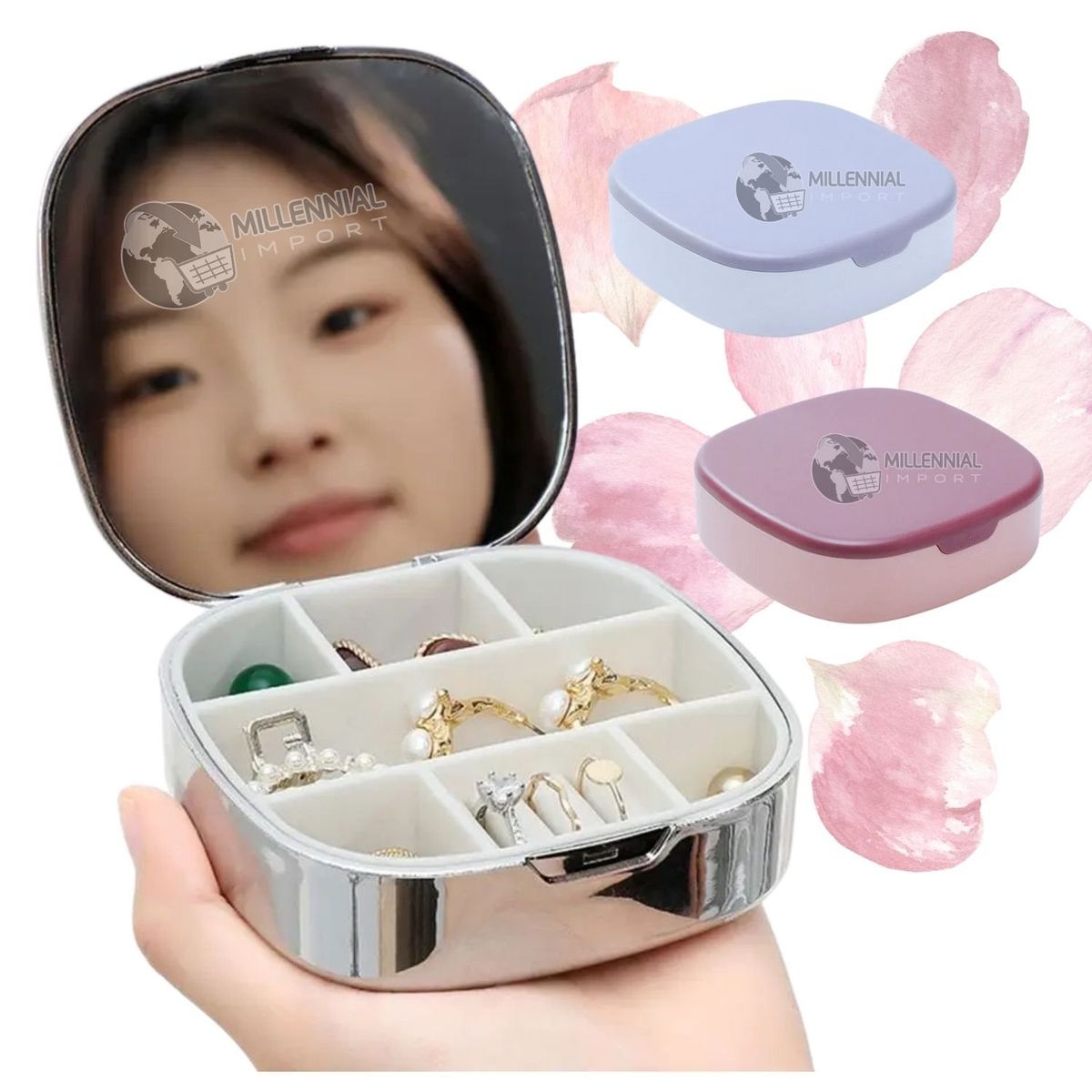 GENERICO - Pack por 02 Joyeros con Espejo Organizador Elegante para Mujer