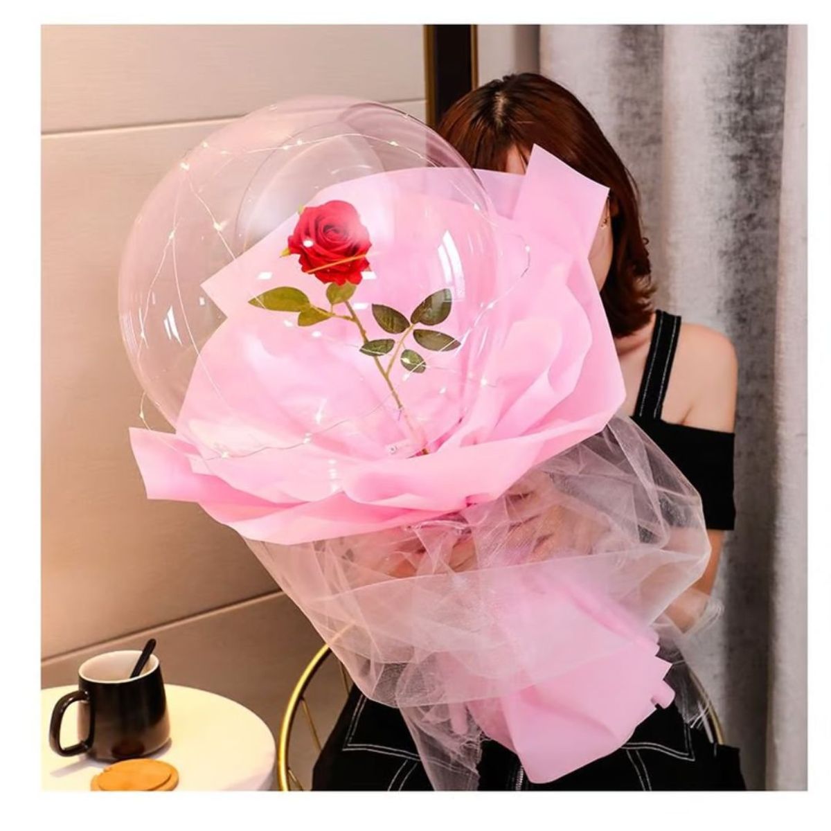 GENERICO - Globo bouquet de rosa decoracion led luminoso