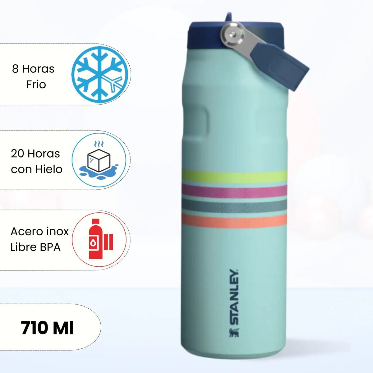 STANLEY - Tomatodo de AceroTermica Flip Straw Lid Seafoam Mesh Stanley 710 Ml