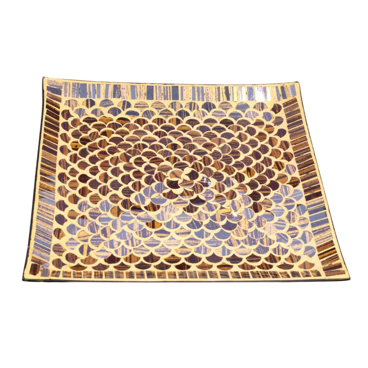 PANADECOR - Centro De Mesa Cuadrado Panadecor Cerámica Marrón 30Cm